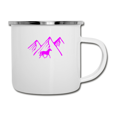 Pferde Emaille Tasse - Pferd