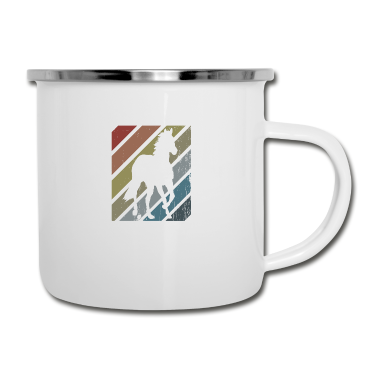 Pferde Emaille Tasse - Pferd