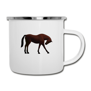Pferde Emaille Tasse - Pferd
