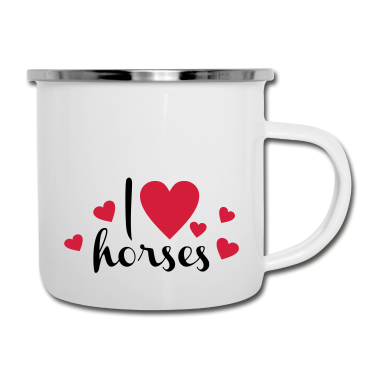 Pferde Emaille Tasse - Pferd