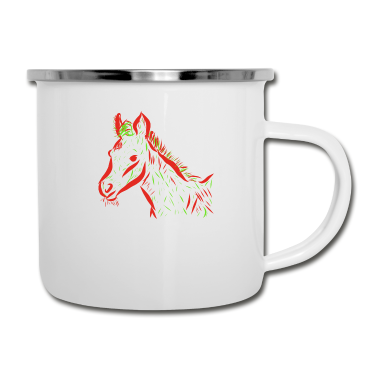 Pferde Emaille Tasse - Pferd