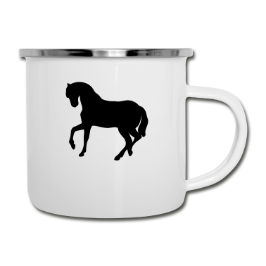 Pferde Emaille Tasse - Pferd