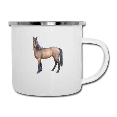 Pferde Emaille Tasse - Pferd