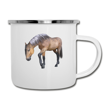 Pferde Emaille Tasse - Pferd