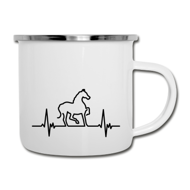 Pferde Emaille Tasse - Pferd