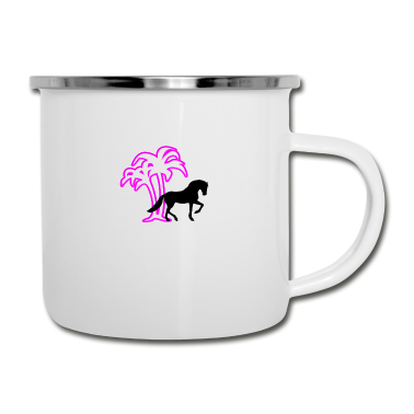 Pferde Emaille Tasse - Pferd