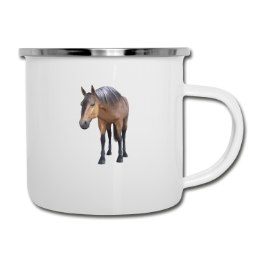 Pferde Emaille Tasse - Pferd