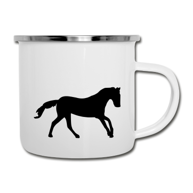 Pferde Emaille Tasse - Pferd