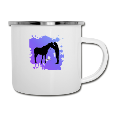 Pferde Emaille Tasse - Pferd
