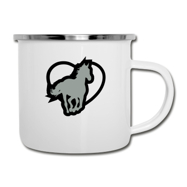 Pferde Emaille Tasse - Ein pferd