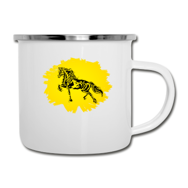 Pferde Emaille Tasse - Pferd