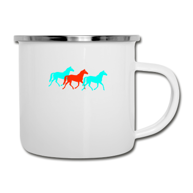 Pferde Emaille Tasse - Pferde