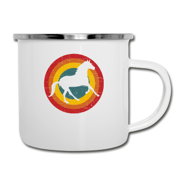 Pferde Emaille Tasse - Pferd