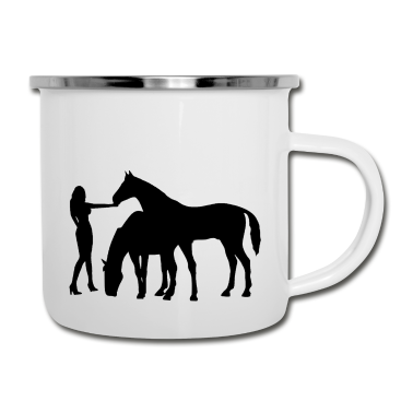 Pferde Emaille Tasse - Pferde