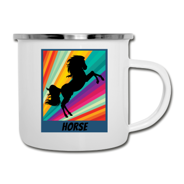 Pferde Emaille Tasse - Pferd