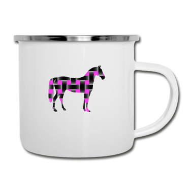Pferde Emaille Tasse - Pferd