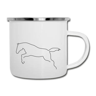 Pferde Emaille Tasse - Pferd