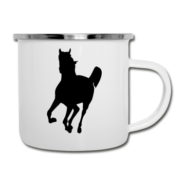 Pferde Emaille Tasse - Pferd