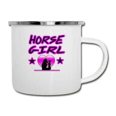Pferde Emaille Tasse - Pferd