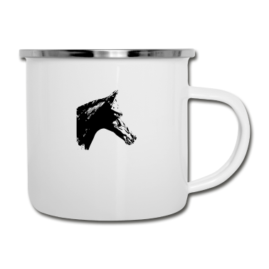 Pferde Emaille Tasse - Pferd
