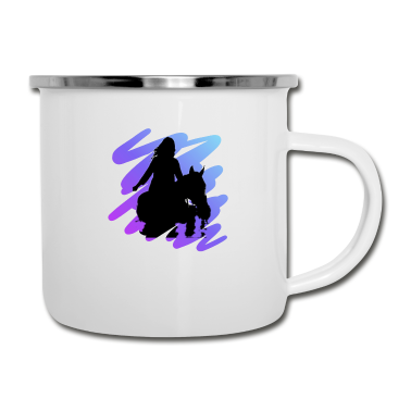 Pferde Emaille Tasse - Pferd