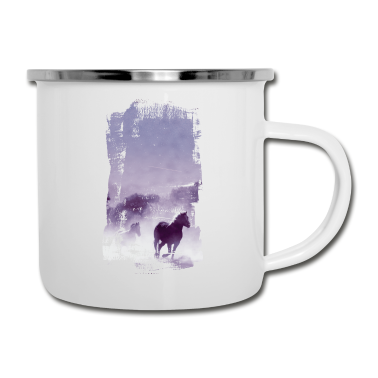 Pferde Emaille Tasse - Pferde