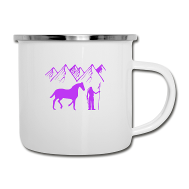 Pferde Emaille Tasse - Pferd