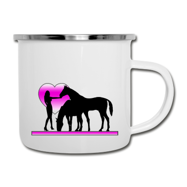 Pferde Emaille Tasse - Pferd