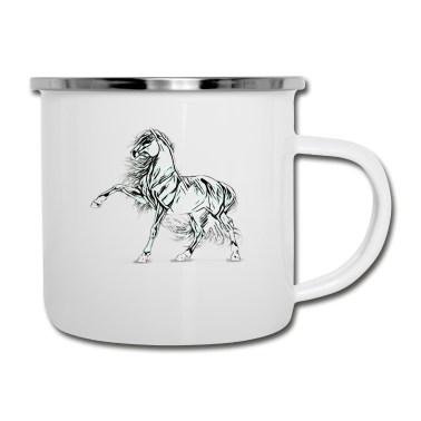 Pferde Emaille Tasse - Pferd