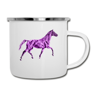 Pferde Emaille Tasse - Pferd