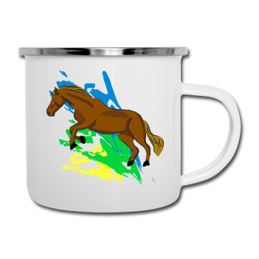 Pferde Emaille Tasse - Pferd