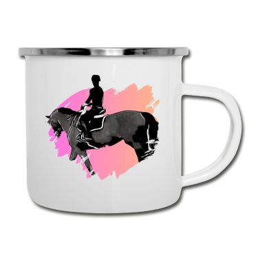Pferde Emaille Tasse - Pferd