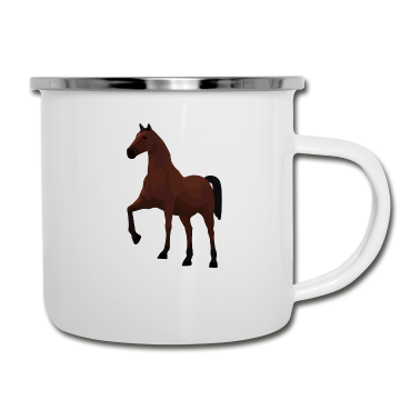 Pferde Emaille Tasse - Pferd