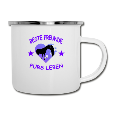 Pferde Emaille Tasse - Pferd