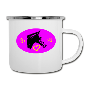 Pferde Emaille Tasse - Pferd