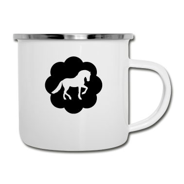 Pferde Emaille Tasse - Pferd
