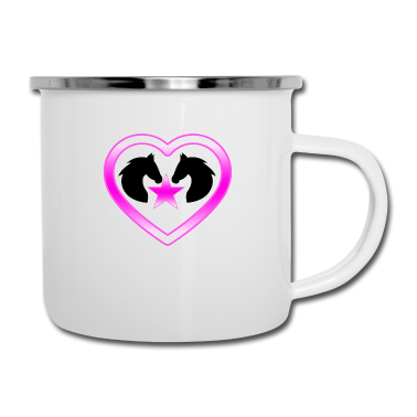 Pferde Emaille Tasse - Pferde