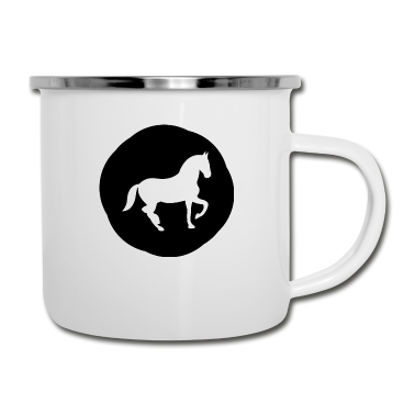 Pferde Emaille Tasse - Pferd