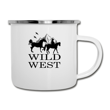 Pferde Emaille Tasse - Pferd