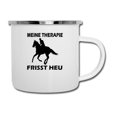 Pferde Emaille Tasse - Pferd