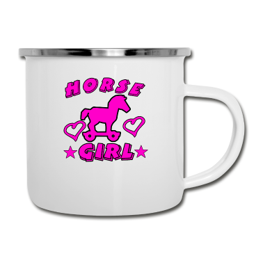 Pferde Emaille Tasse - Pferd