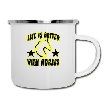 Pferde Emaille Tasse - Pferd