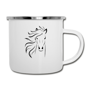 Pferde Emaille Tasse - Pferd