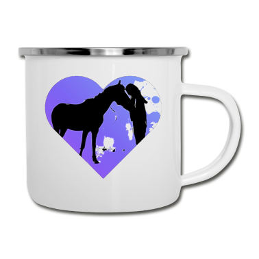 Pferde Emaille Tasse - Pferd