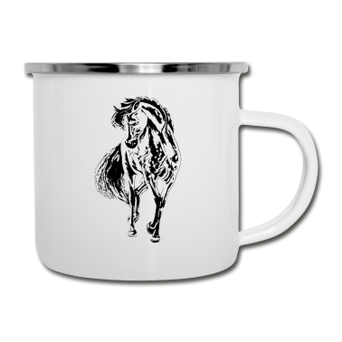 Pferde Emaille Tasse - Pferd