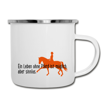 Pferde Emaille Tasse - Pferd