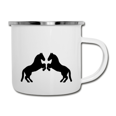 Pferde Emaille Tasse - pferde