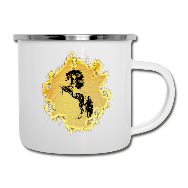 Pferde Emaille Tasse - Pferd