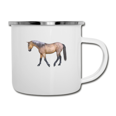 Pferde Emaille Tasse - Pferd