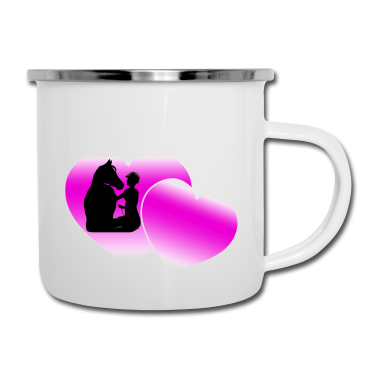 Pferde Emaille Tasse - Pferd